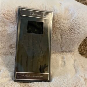 NWT! Cole Haan Ladies Med Black Leather Cashmere Lining Gloves